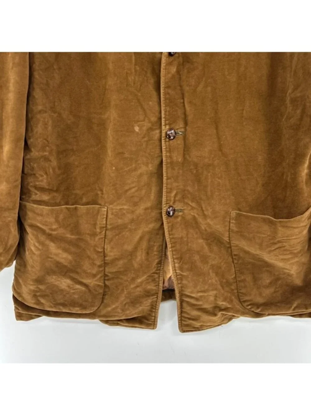 Vintage Dutch Suede Jacket Blazer Men's Size 46 Brown Velvet Button-Front